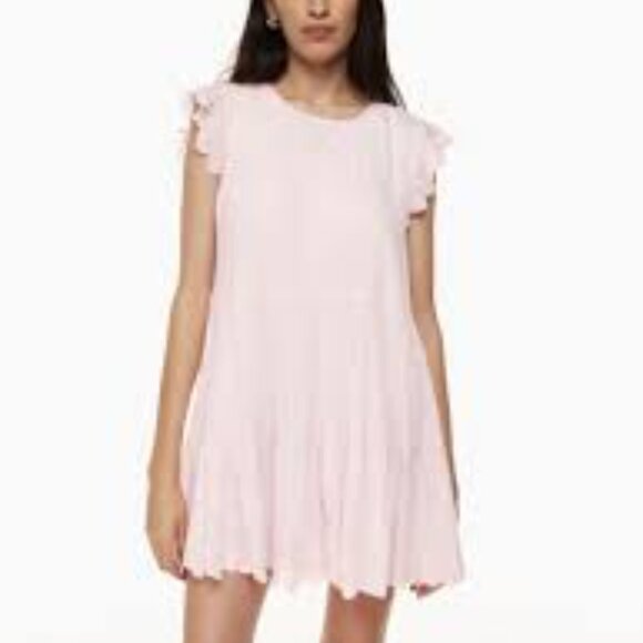 Wilfred Aritzia Sidonie tiered babydoll Dress in Mochi Pink - Picture 2 of 6